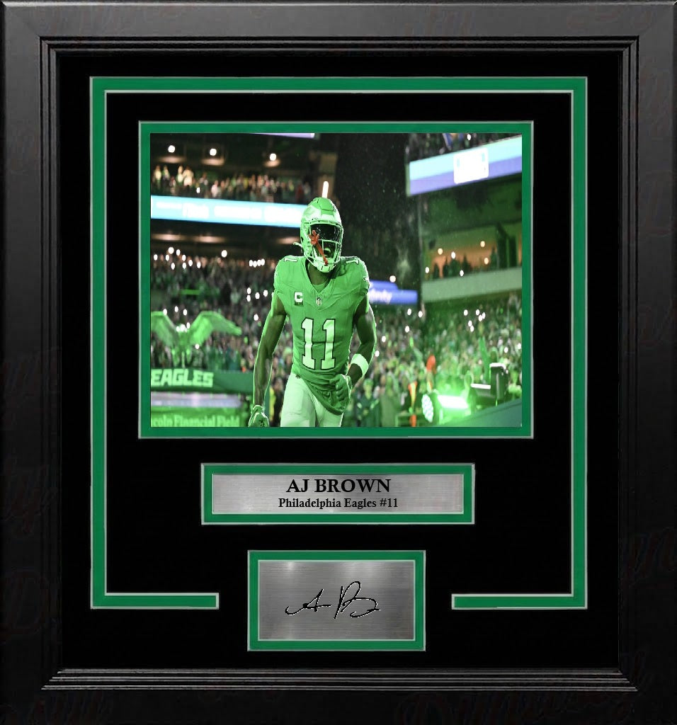AJ Brown Kelly Green Philadelphia Eagles 8" x 10" Framed Entrance Photo with Engraved Autograph