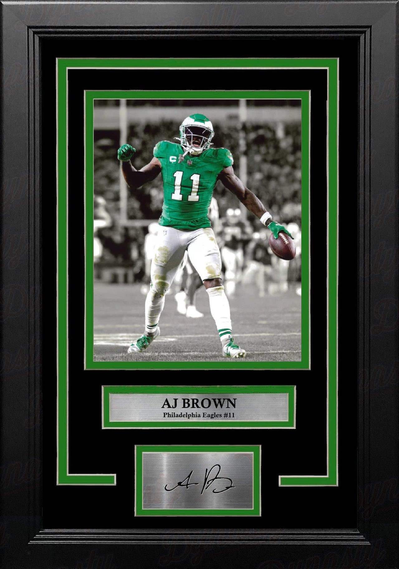 AJ Brown Kelly Green Philadelphia Eagles 8" x 10" Framed Spotlight Photo with Engraved Autograph