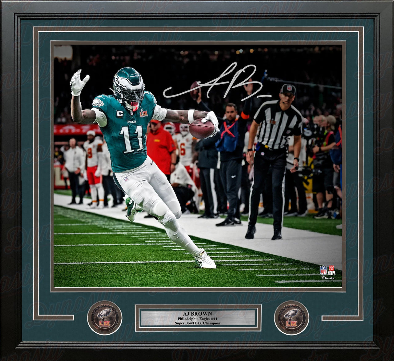 AJ Brown Super Bowl LIX Action Philadelphia Eagles Autographed 11" x 14" Framed Football Photo