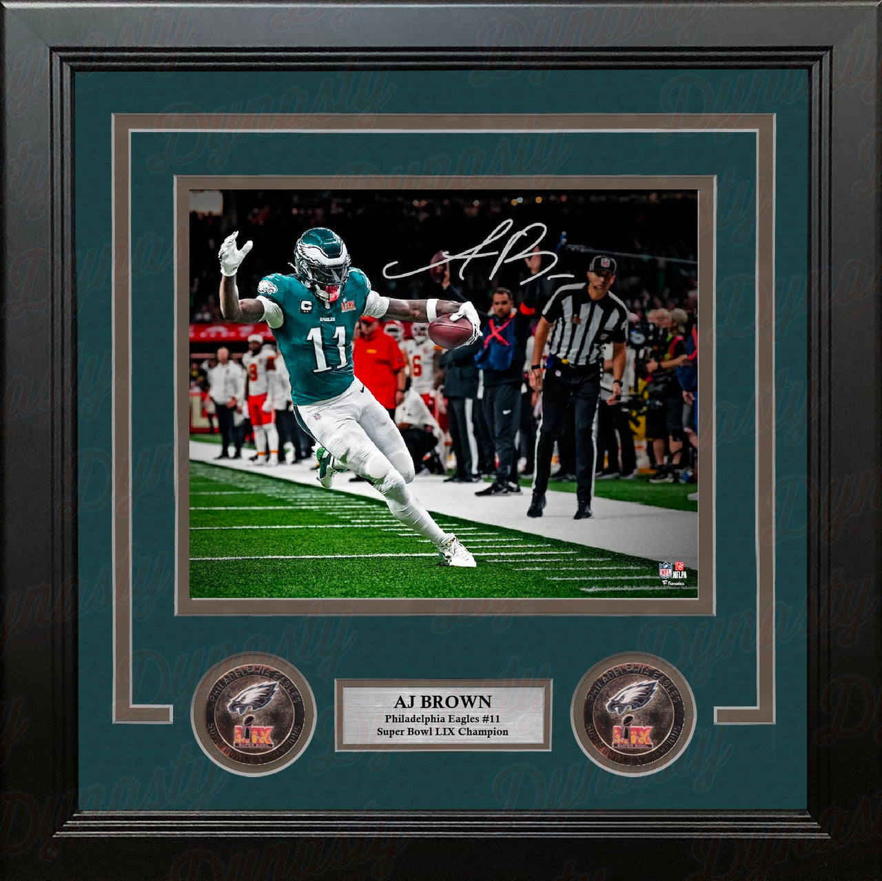 AJ Brown Super Bowl LIX Action Philadelphia Eagles Autographed 8" x 10" Framed Football Photo