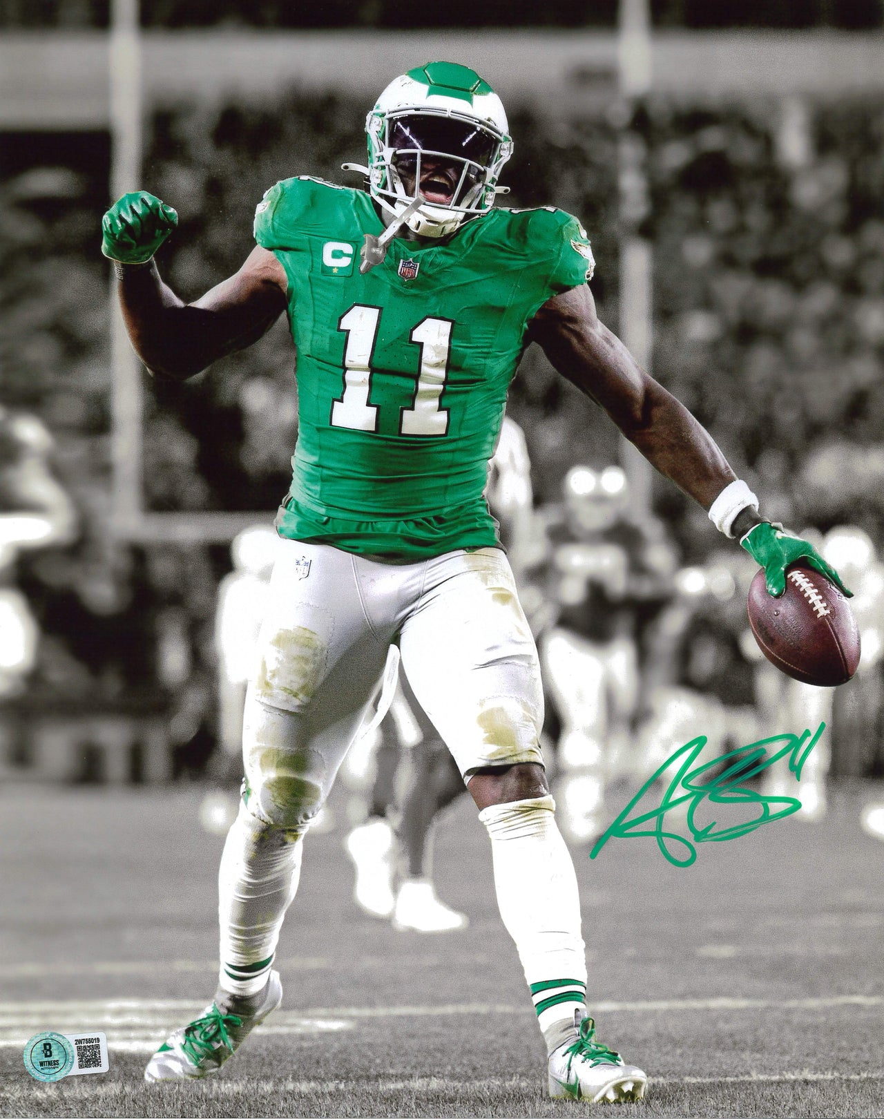 AJ Brown Philadelphia Eagles Autographed 16" x 20" Spotlight Football Photo