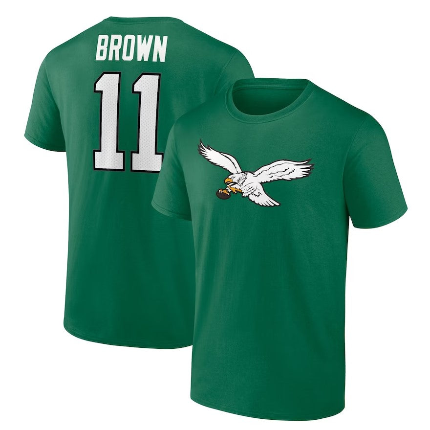 AJ Brown Philadelphia Eagles Player Icon Name & Number T-Shirt - Kelly Green