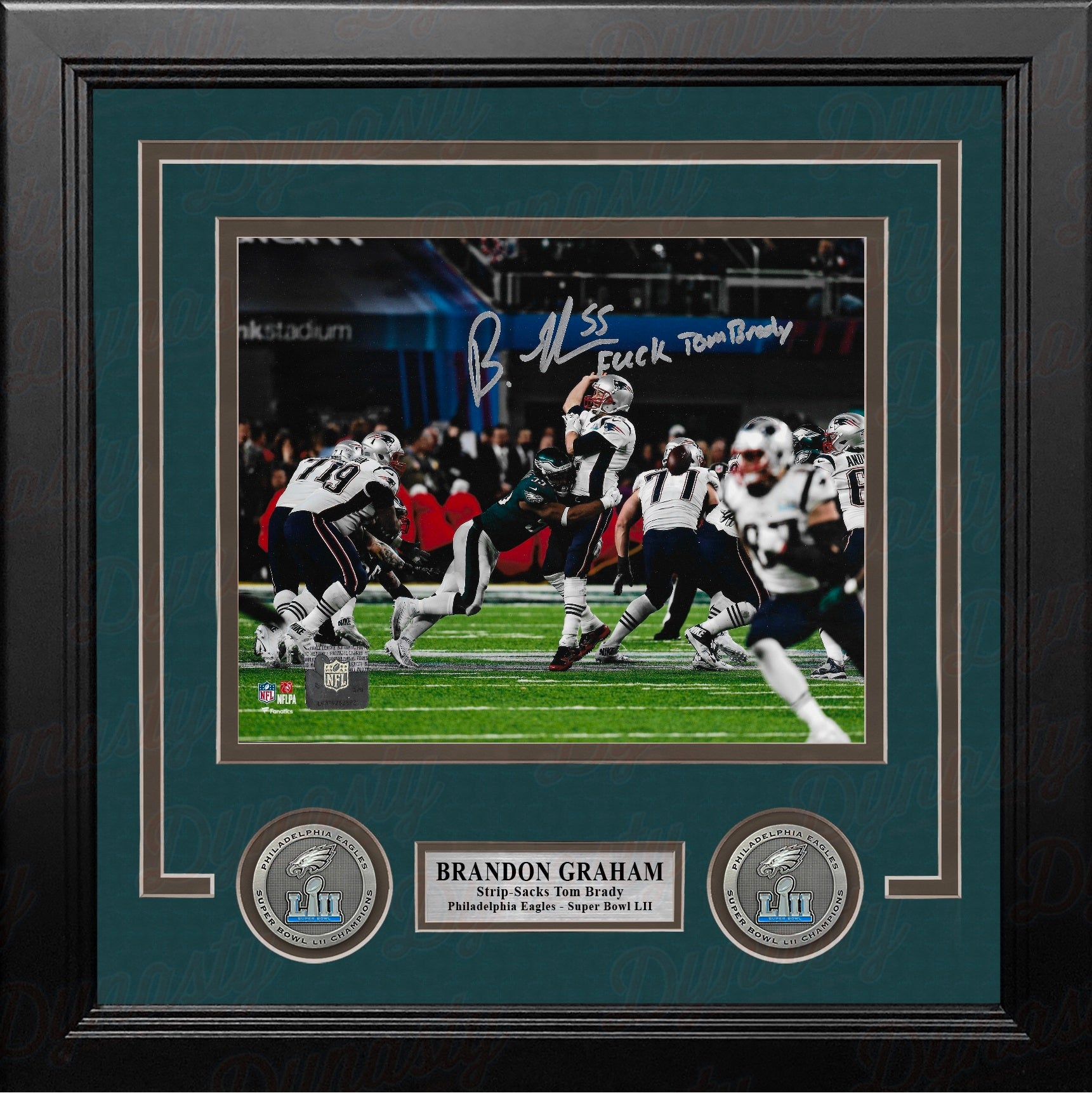 Brandon Graham Strip-Sack Philadelphia Eagles Autographed 8x10 Framed Photo - F*ck Tom Brady