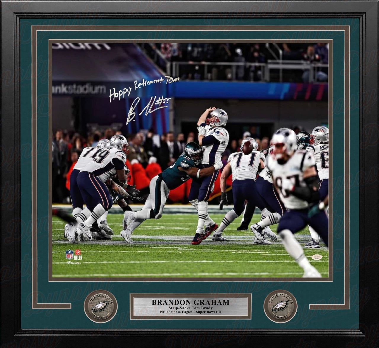 Brandon Graham Sacks Brady Philadelphia Eagles Autographed 16x20 Framed Photo - Retirement (JSA)