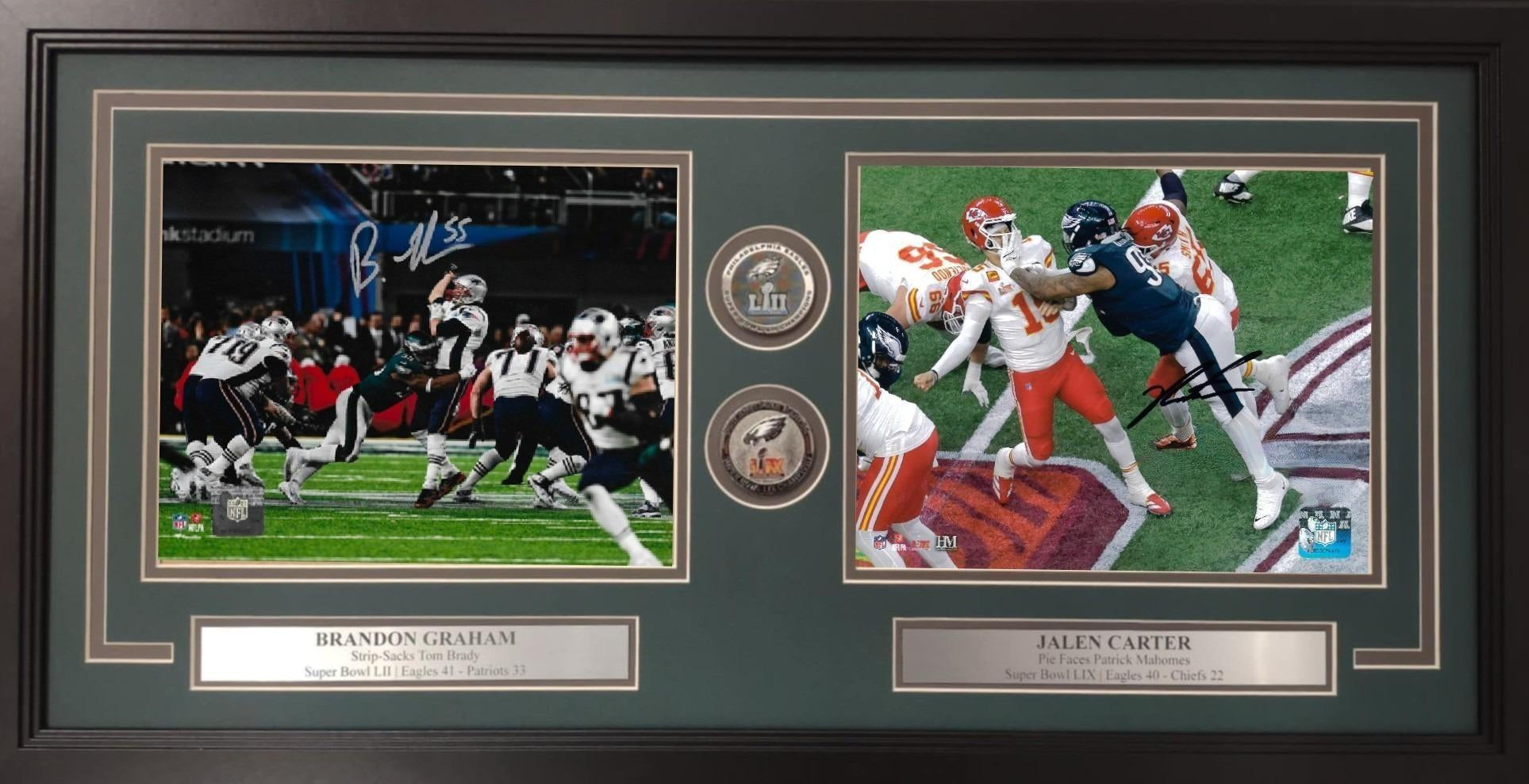 Brandon Graham & Jalen Carter Super Bowl Philadelphia Eagles Autographed 8" x 10" Framed Photos