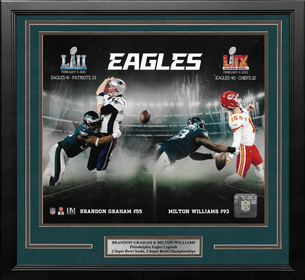 Brandon Graham & Milton Williams Super Bowl Sacks Philadelphia Eagles 11" x 14" Framed Collage Photo