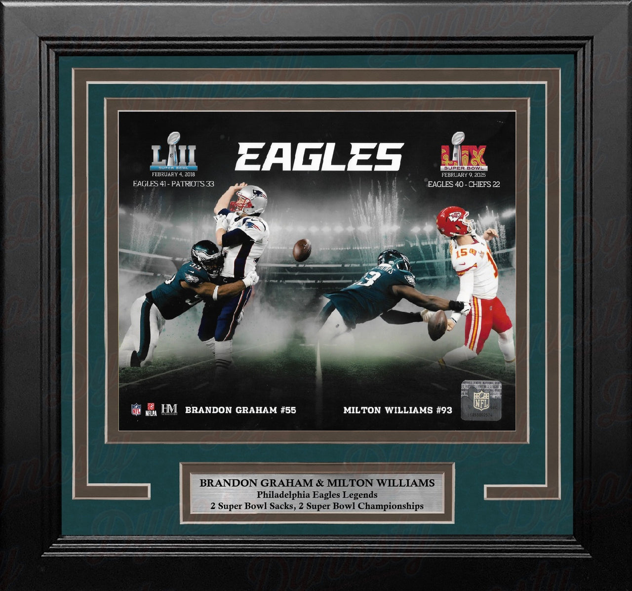 Brandon Graham & Milton Williams Super Bowl Sacks Philadelphia Eagles 8" x 10" Framed Collage Photo