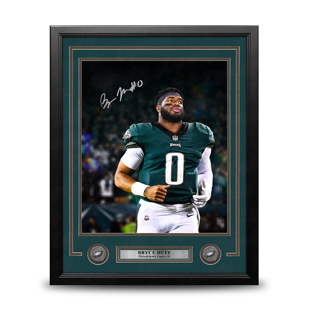 Bryce Huff Philadelphia Eagles Autographed 16" x 20" Framed Blackout Football Photo