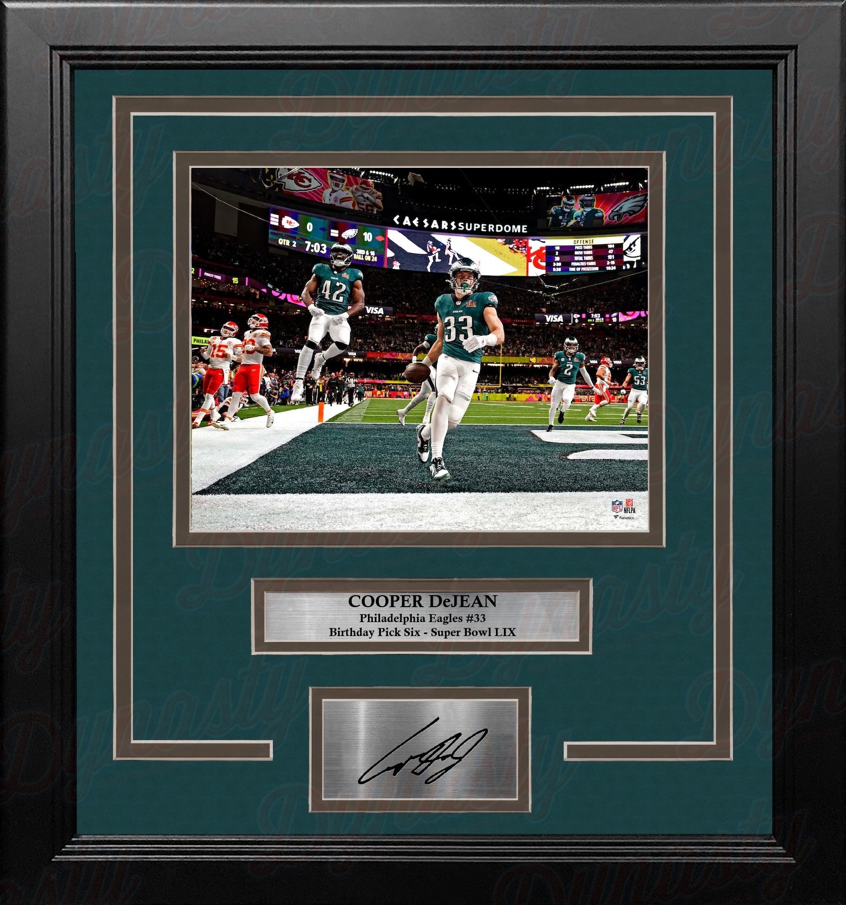 Cooper DeJean Super Bowl LIX Pick Six Philadelphia Eagles 11x14 Framed Photo with Engraved Autograph