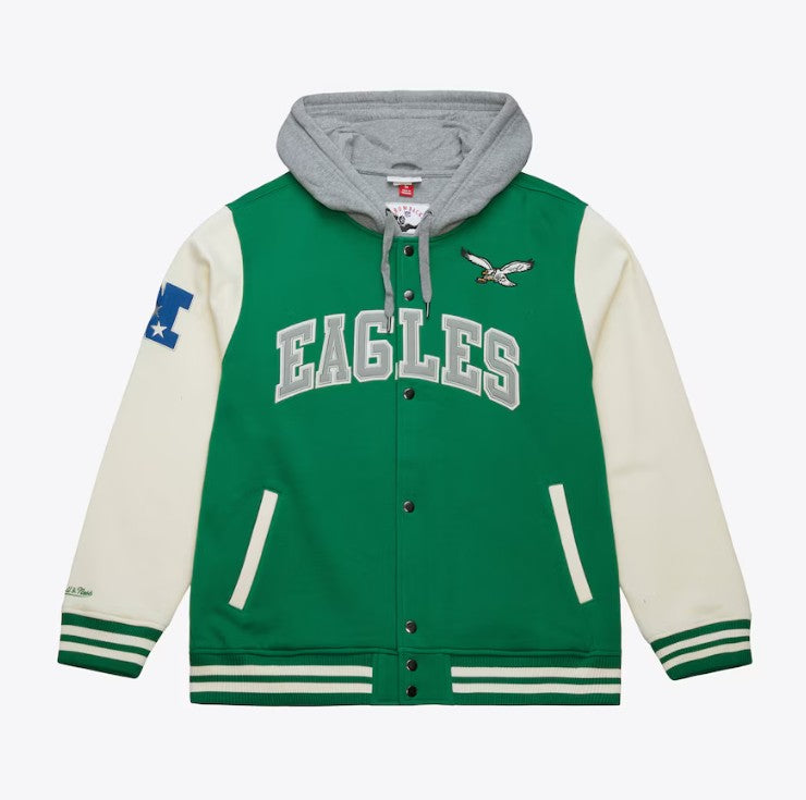 Philadelphia Eagles Mitchell & Ness Courtside Fleece Button Front Jacket