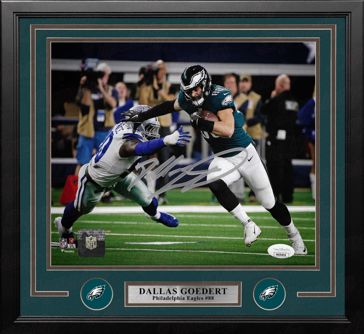 Dallas Goedert v. Cowboys Philadelphia Eagles Autographed Framed Football Photo