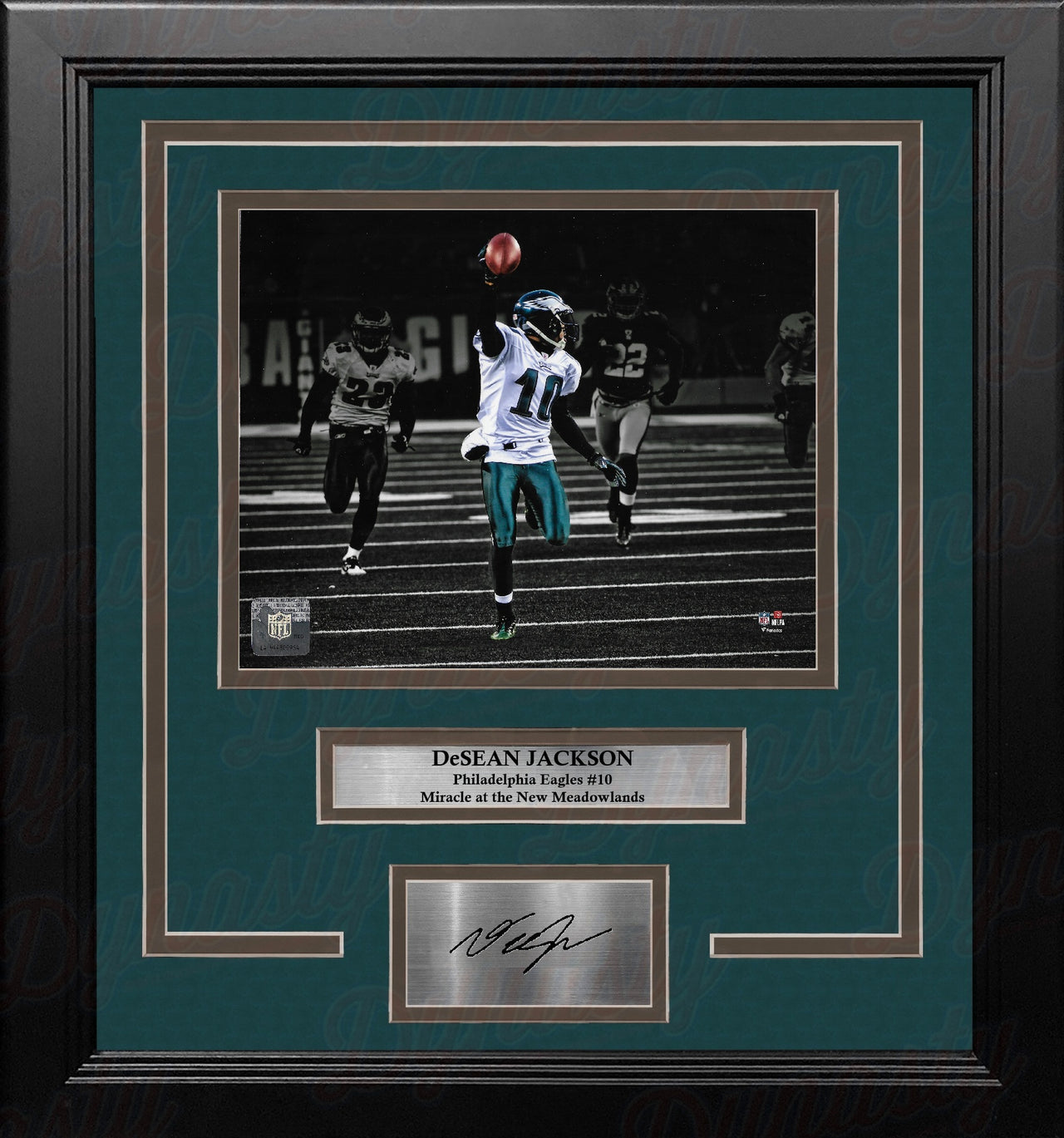 DeSean Jackson Miracle at the New Meadowlands Eagles 8x10 Framed Photo with Engraved Autograph