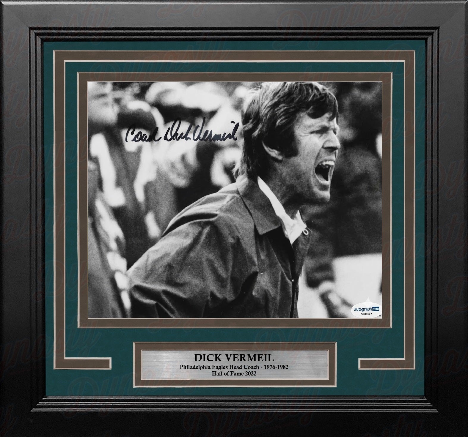 Dick Vermeil Philadelphia Eagles Autographed 8" x 10" Framed Black & White Football Photo