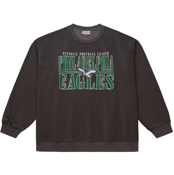 Philadelphia Eagles Mitchell & Ness Downtown Crew Vintage Logo Sweatshirt - Black