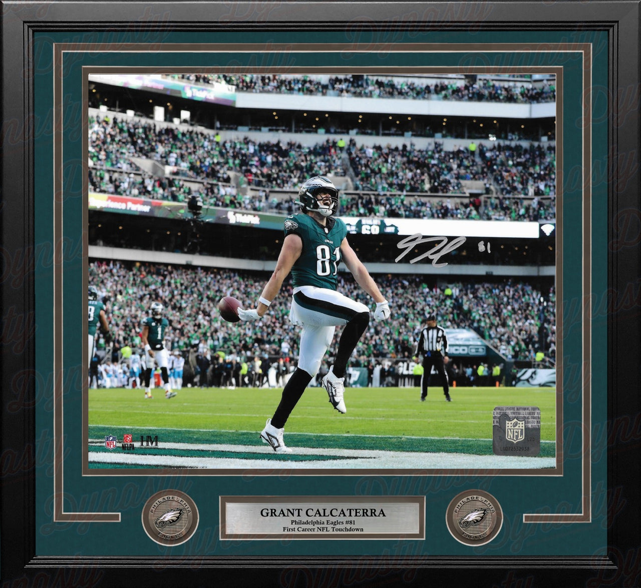 Grant Calcaterra First Touchdown Philadelphia Eagles Autographed 11" x 14" Framed Football Photo