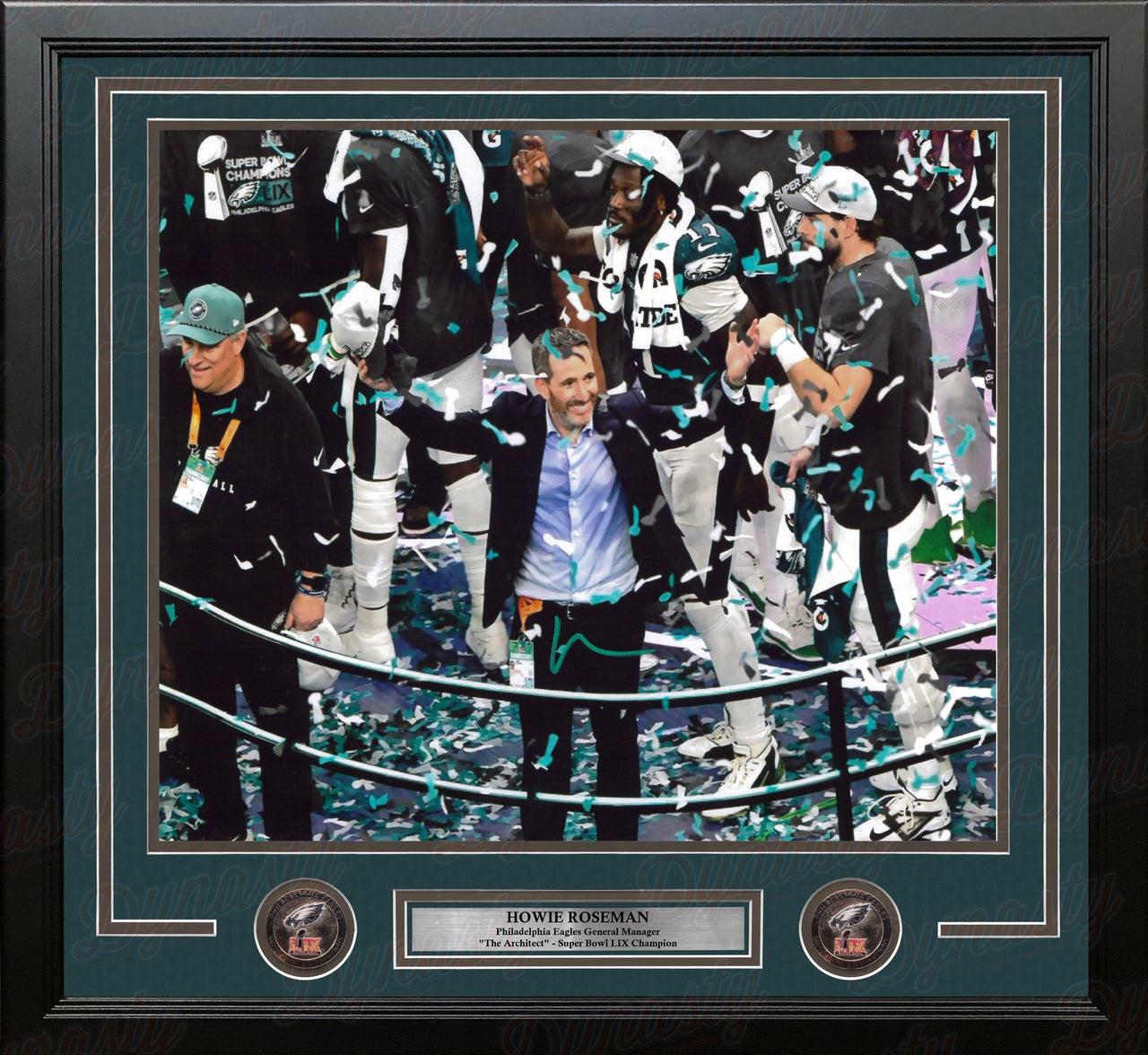 Howie Roseman Super Bowl Confetti Philadelphia Eagles Autographed 11" x 14" Framed Football Photo