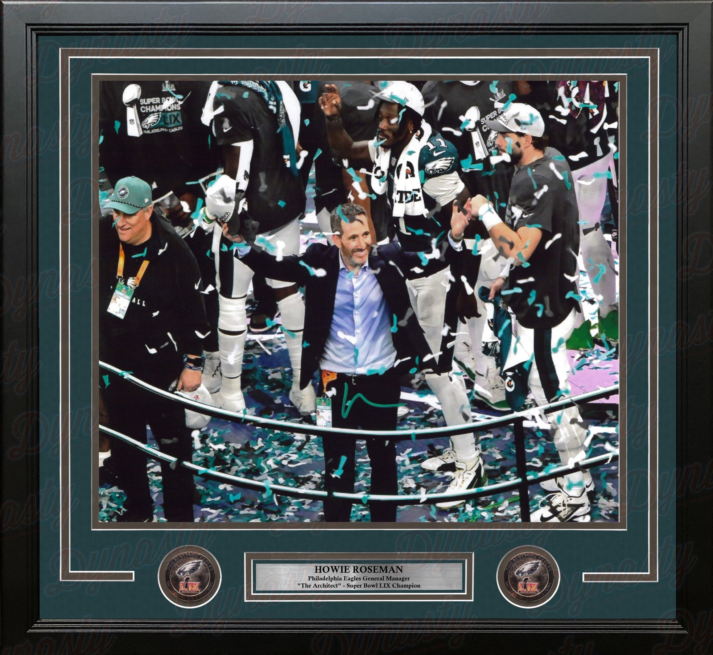 Howie Roseman Super Bowl Confetti Philadelphia Eagles Autographed 11" x 14" Framed Football Photo