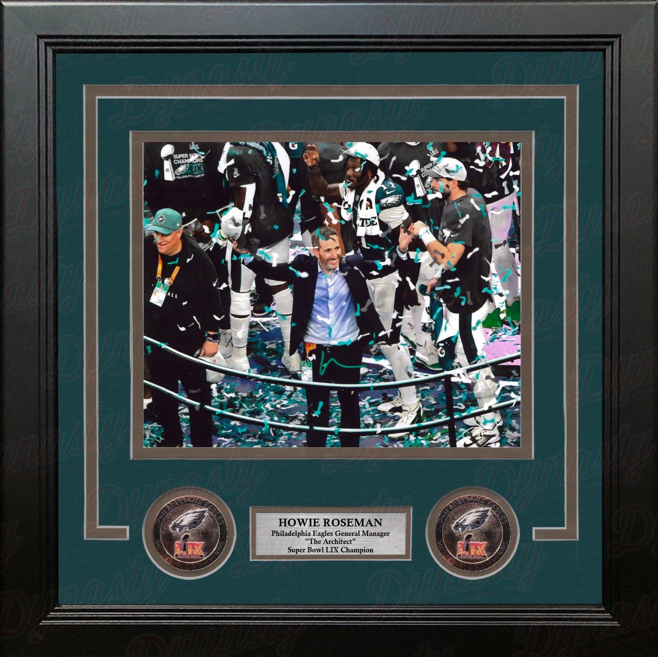 Howie Roseman Super Bowl Confetti Philadelphia Eagles Autographed 8" x 10" Framed Football Photo