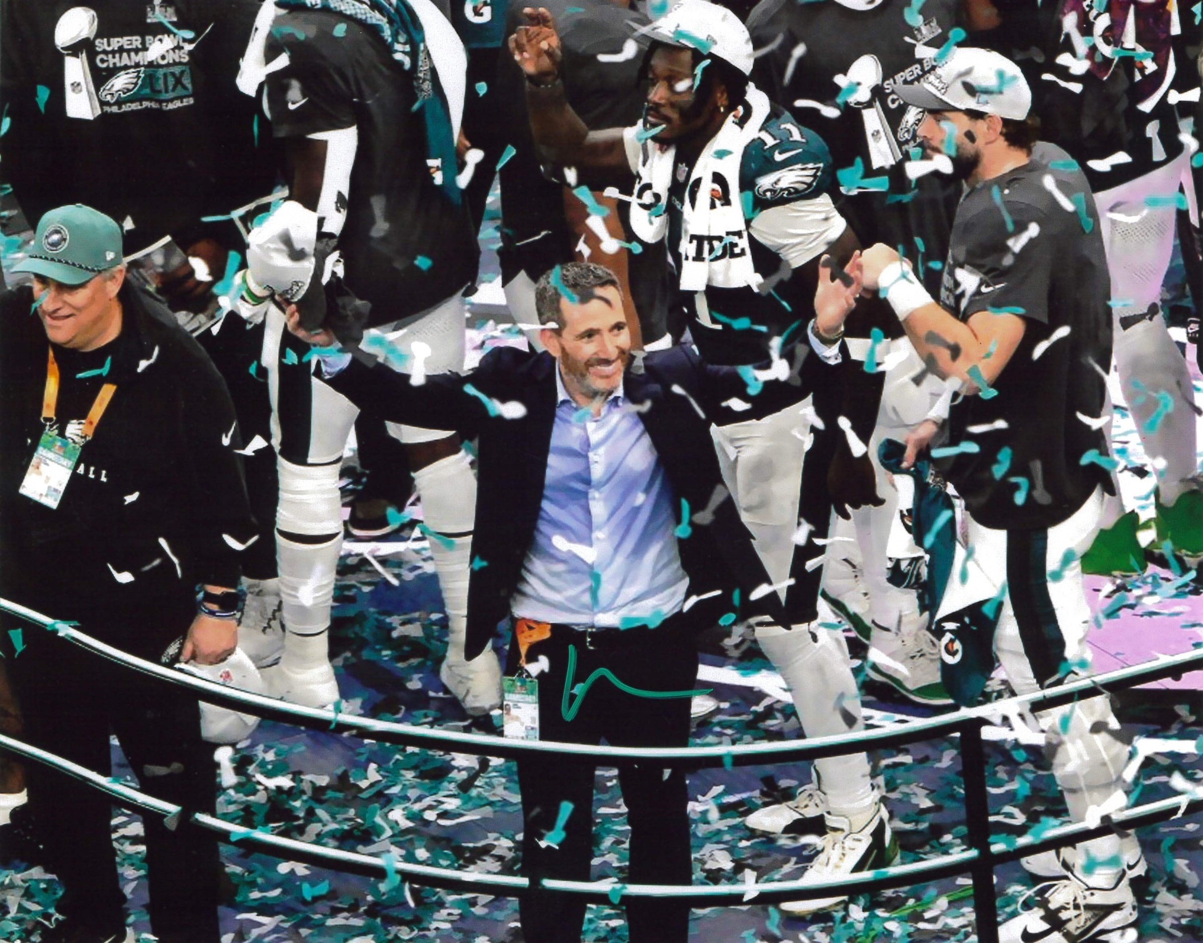 Howie Roseman Super Bowl Confetti Philadelphia Eagles Autographed 8" x 10" Football Photo