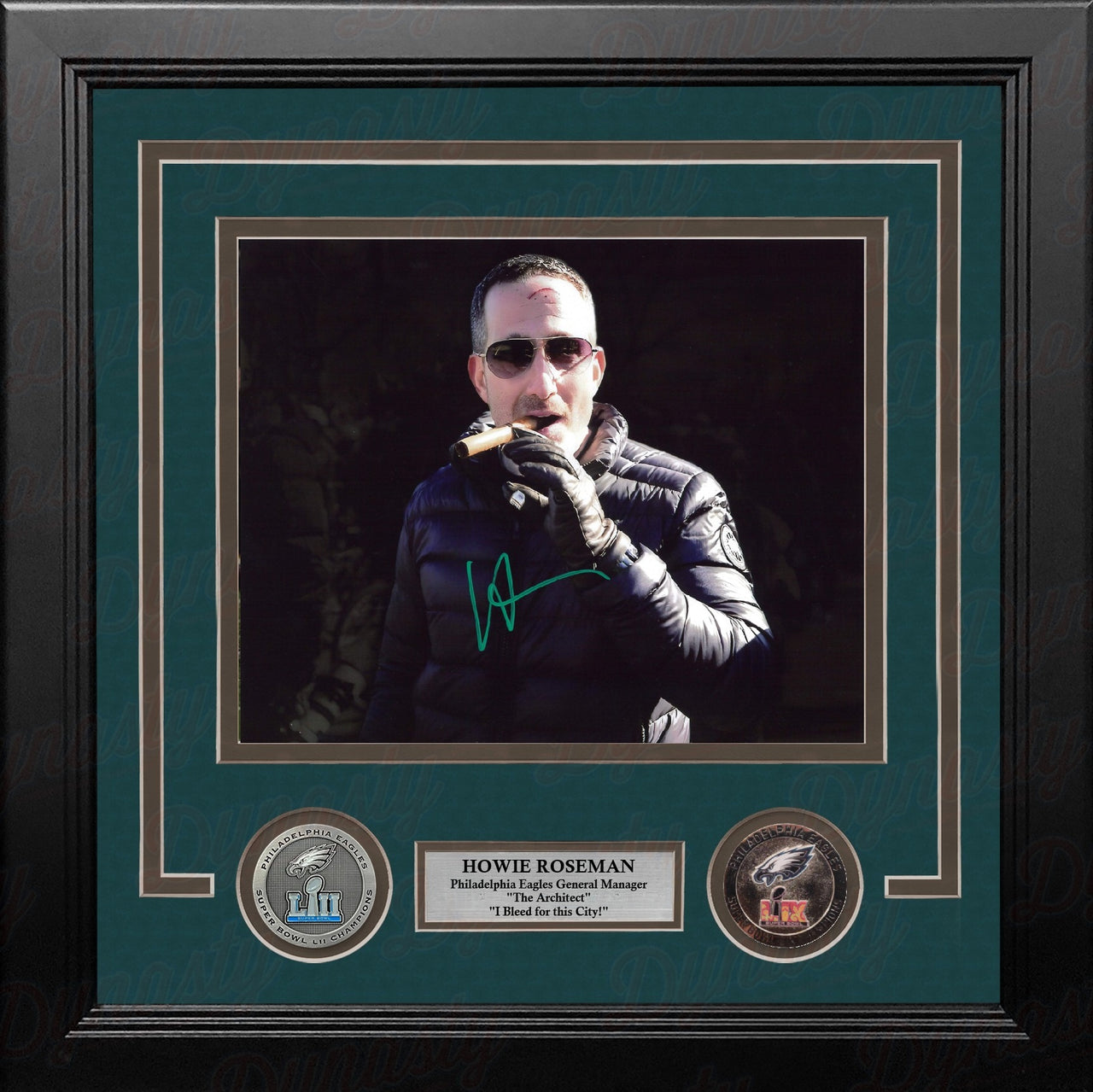 Howie Roseman Blackout Cigar Philadelphia Eagles Autographed 8" x 10" Framed Football Photo