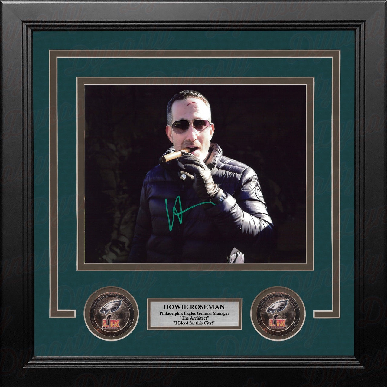 Howie Roseman Blackout Cigar Philadelphia Eagles Autographed 8" x 10" Framed Football Photo