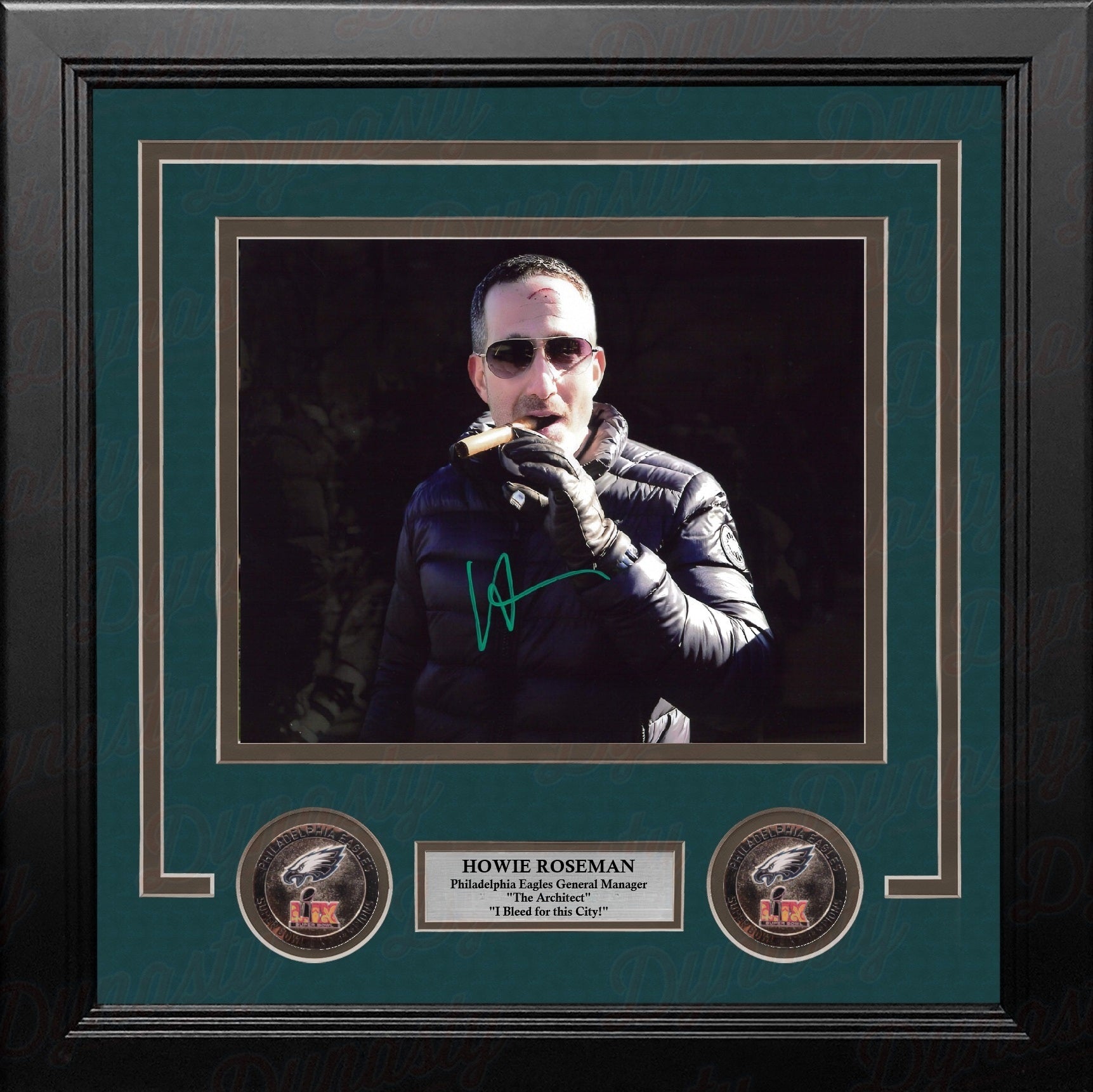 Howie Roseman Blackout Cigar Philadelphia Eagles Autographed 8" x 10" Framed Football Photo