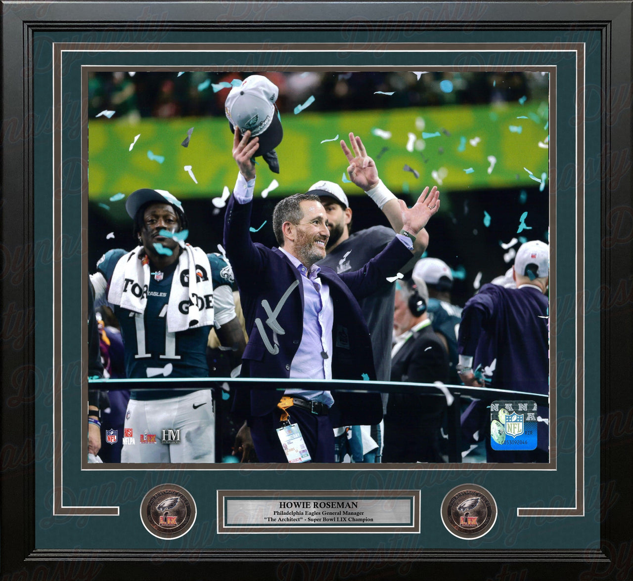 Howie Roseman Super Bowl Celebration Philadelphia Eagles Autographed 11" x 14" Framed Football Photo