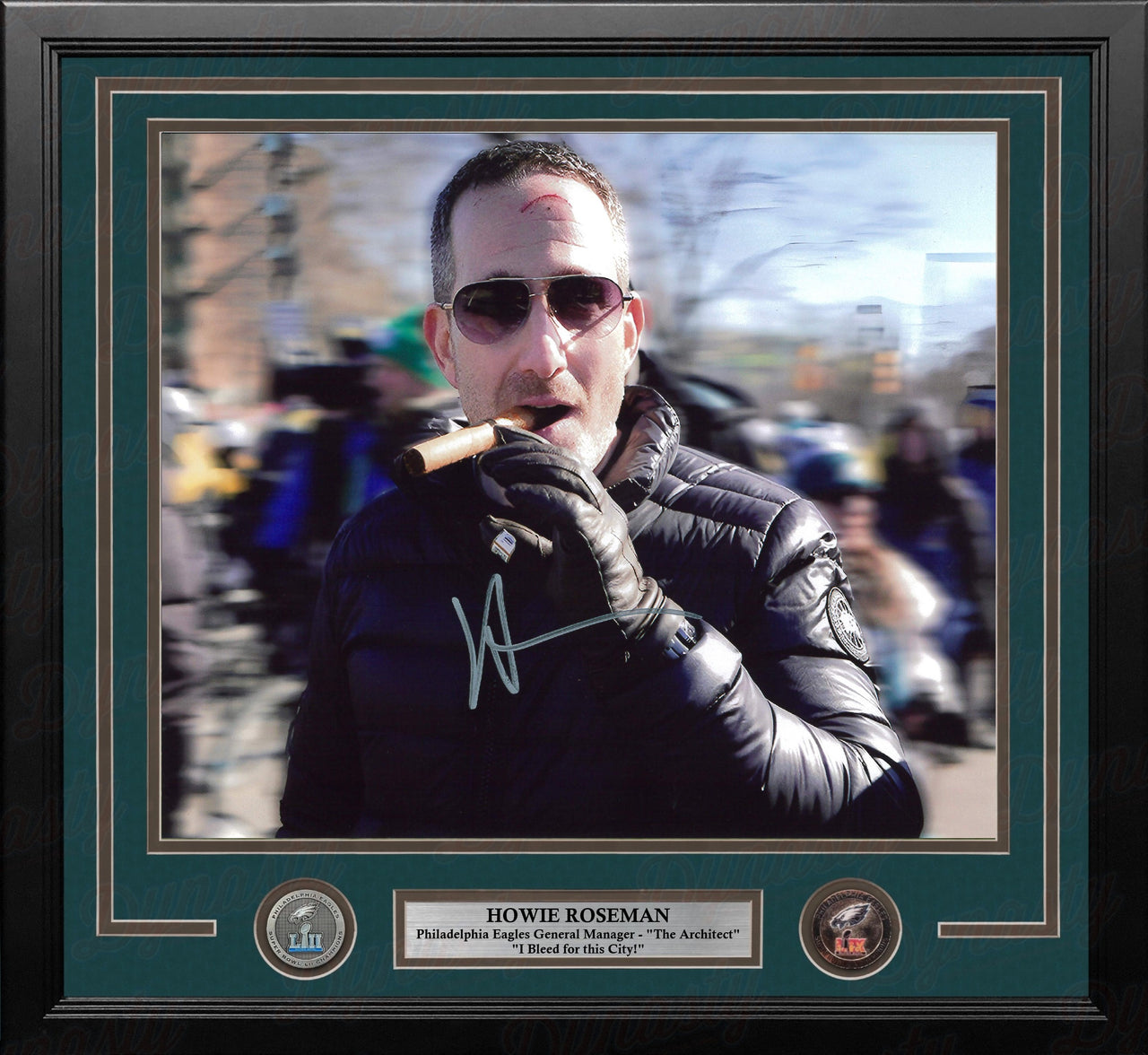 Howie Roseman Cigar Philadelphia Eagles Autographed 16" x 20" Framed Football Photo