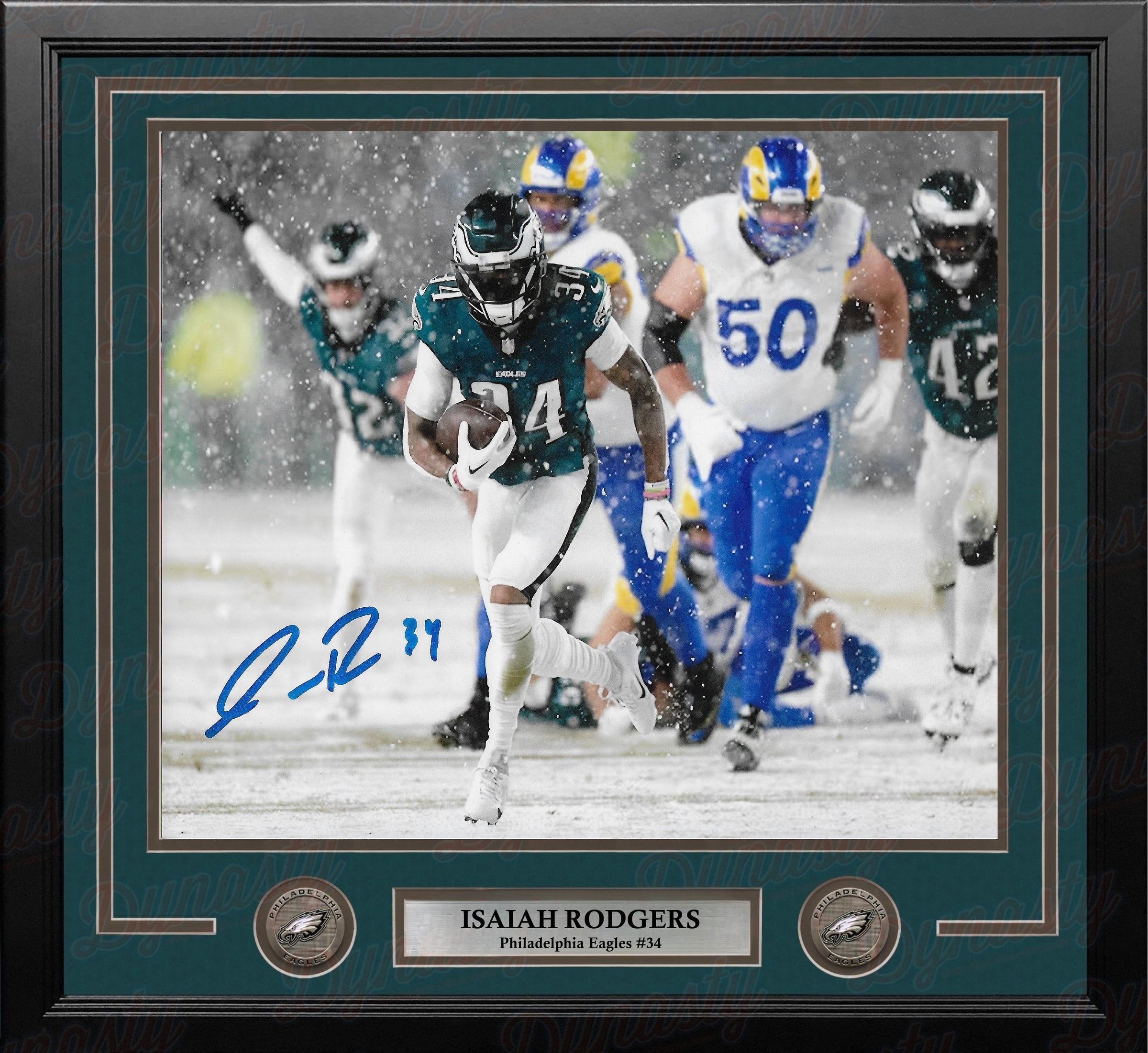 Isaiah Rodgers Snow Bowl Action Philadelphia Eagles Autographed 11" x 14" Framed Football Photo
