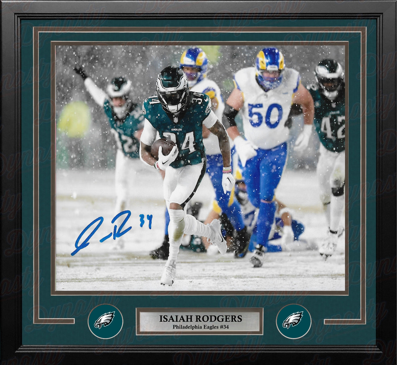 Isaiah Rodgers Snow Bowl Action Philadelphia Eagles Autographed 11" x 14" Framed Football Photo