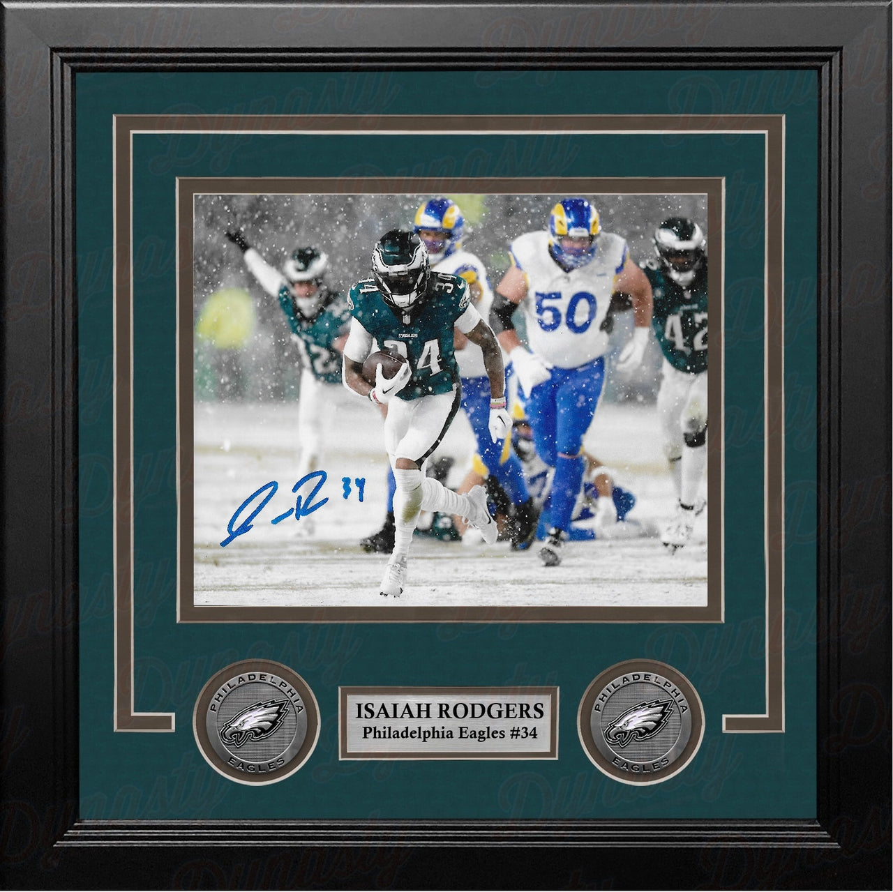 Isaiah Rodgers Snow Bowl Action Philadelphia Eagles Autographed 8" x 10" Framed Football Photo