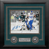 Isaiah Rodgers Snow Bowl Action Philadelphia Eagles Autographed 8" x 10" Framed Football Photo - Dynasty Sports & Framing 