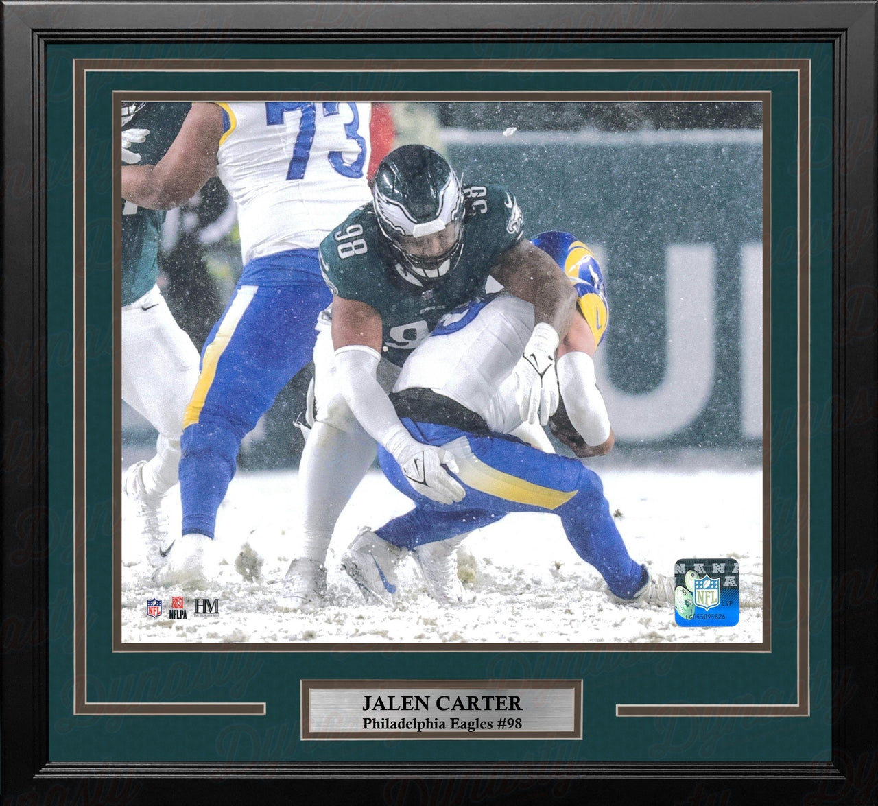 Jalen Carter Snow Bowl Sack Philadelphia Eagles 11" x 14" Framed Football Photo