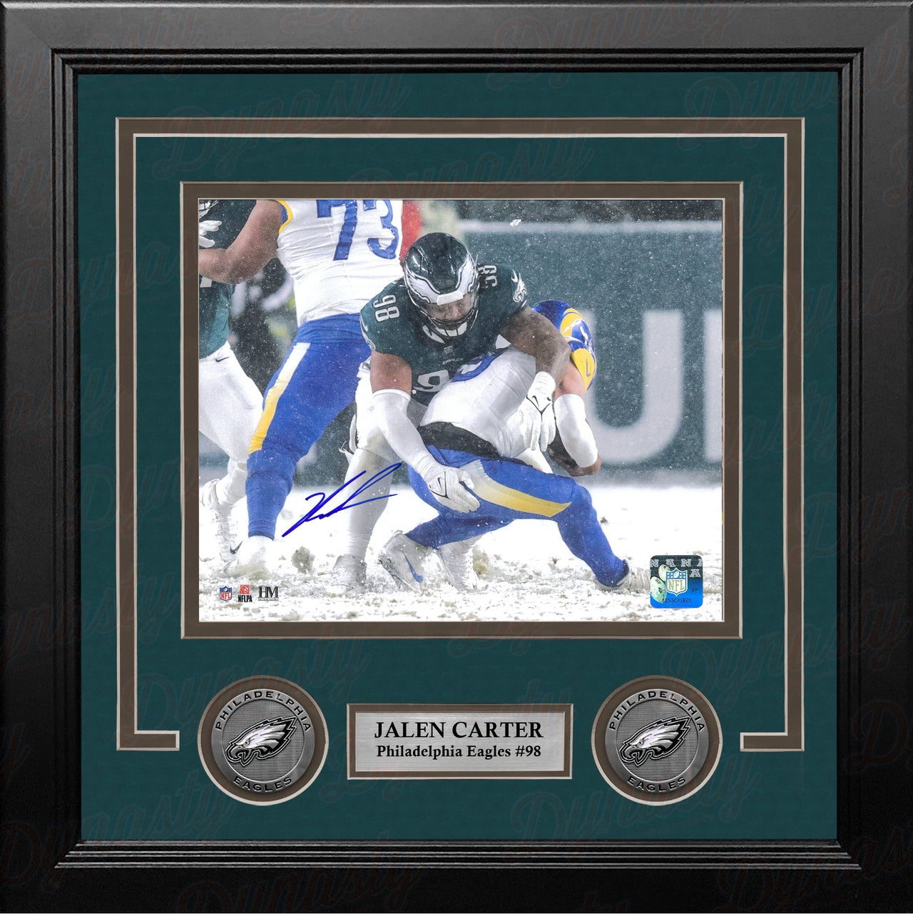 Jalen Carter Snow Bowl Sack Philadelphia Eagles Autographed 8" x 10" Framed Football Photo