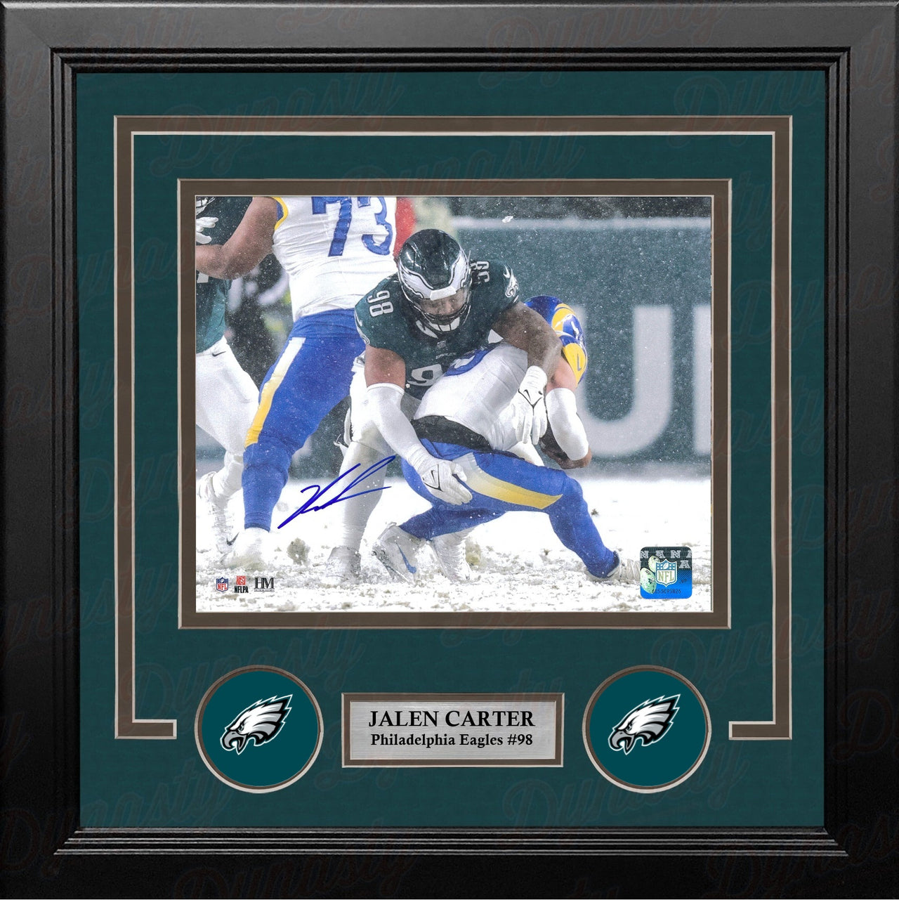 Jalen Carter Snow Bowl Sack Philadelphia Eagles Autographed 8" x 10" Framed Football Photo