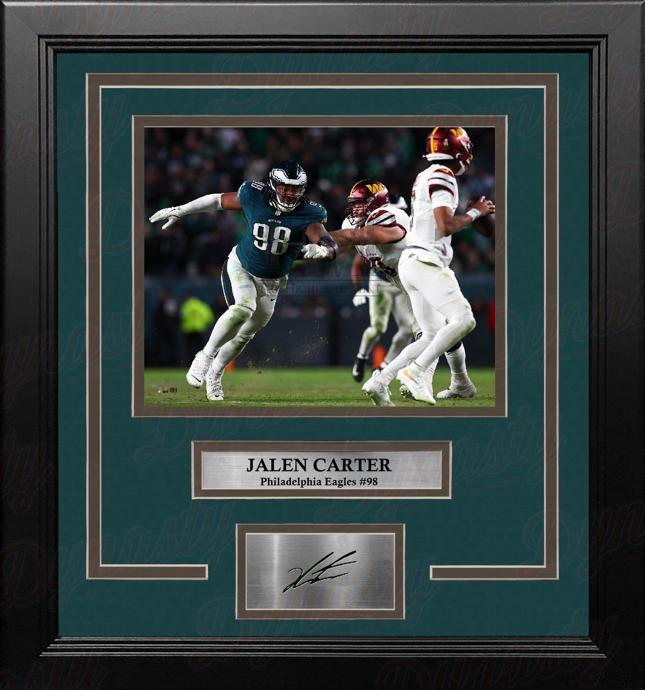 Jalen Carter v. Commanders Philadelphia Eagles 16x20 Framed Football Photo with Engraved Autograph