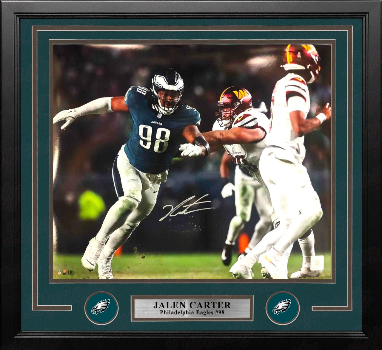 Jalen Carter v. Commanders Philadelphia Eagles Autographed 16" x 20" Framed Football Photo