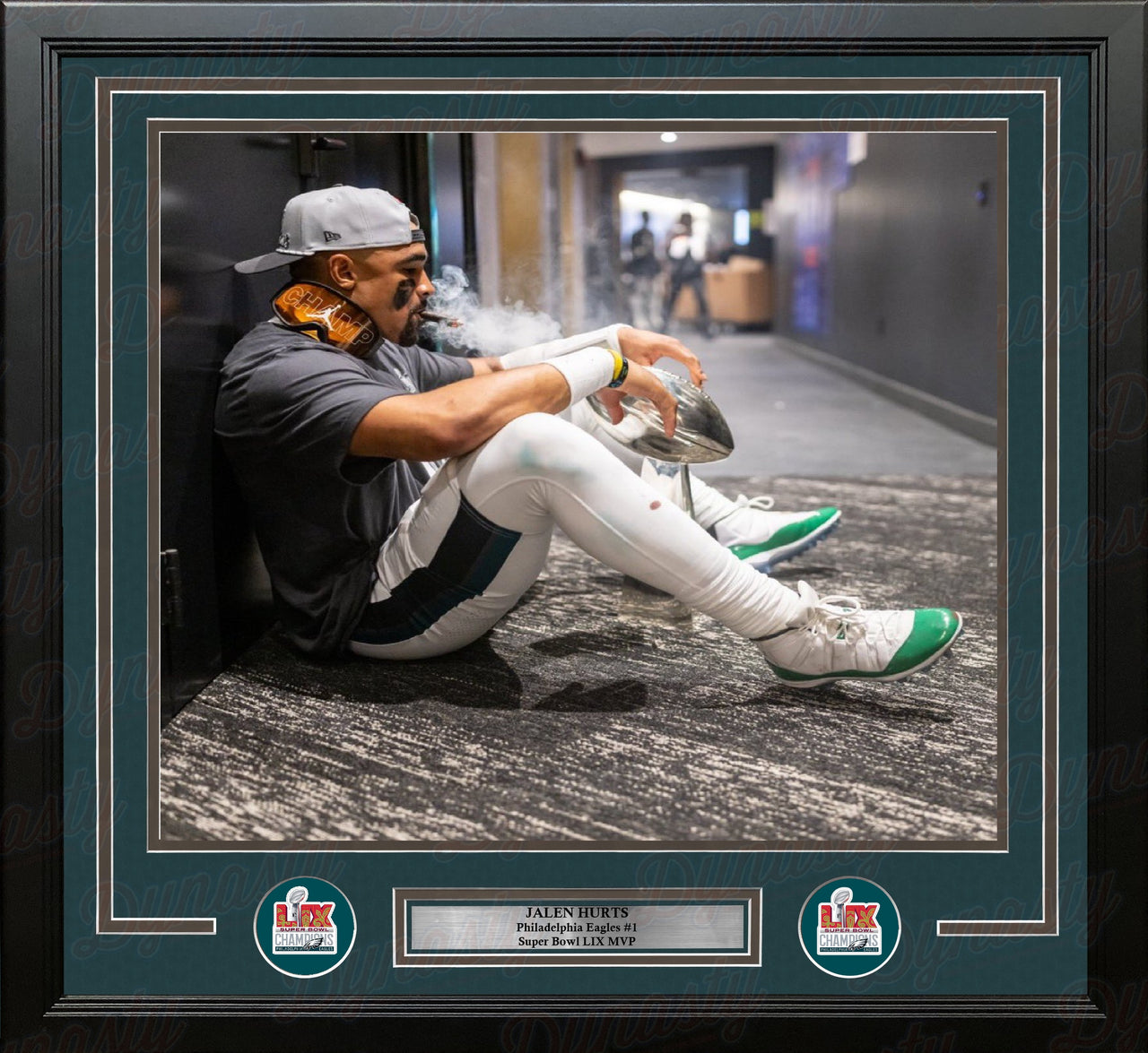 Jalen Hurts Cigar & Trophy Philadelphia Eagles Super Bowl Champions 11" x 14" Framed Football Photo