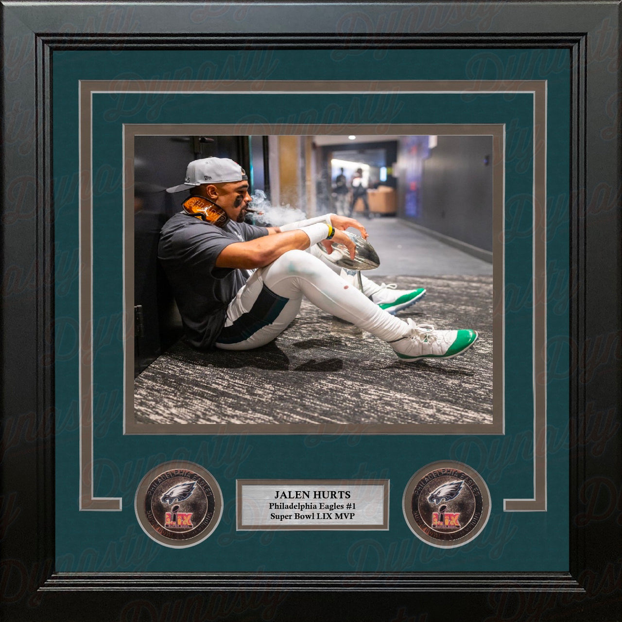Jalen Hurts Cigar & Trophy Philadelphia Eagles Super Bowl Champions 8" x 10" Framed Football Photo
