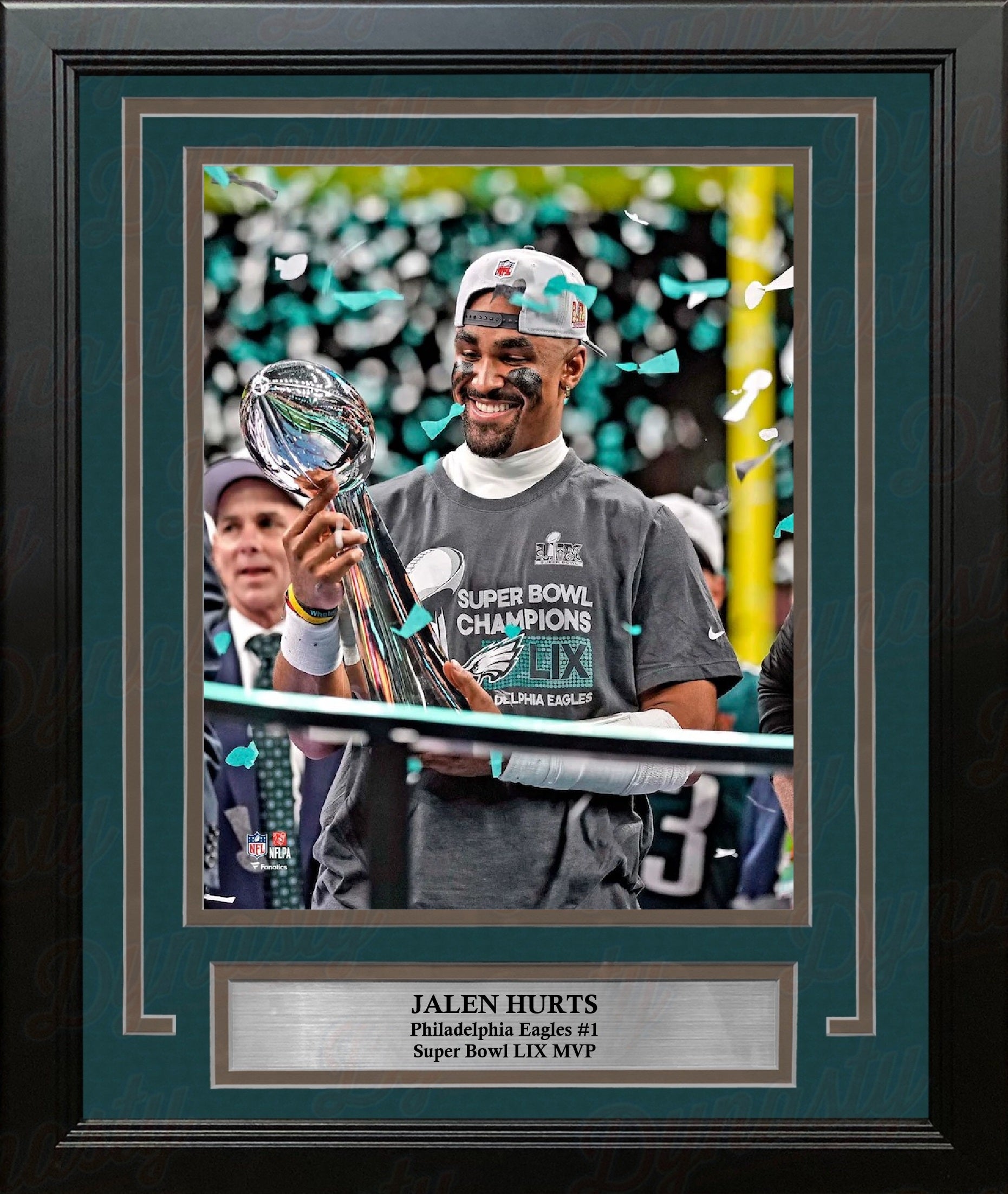 Jalen Hurts Super Bowl LIX Lombardi Trophy Philadelphia Eagles 8" x 10" Framed Football Photo