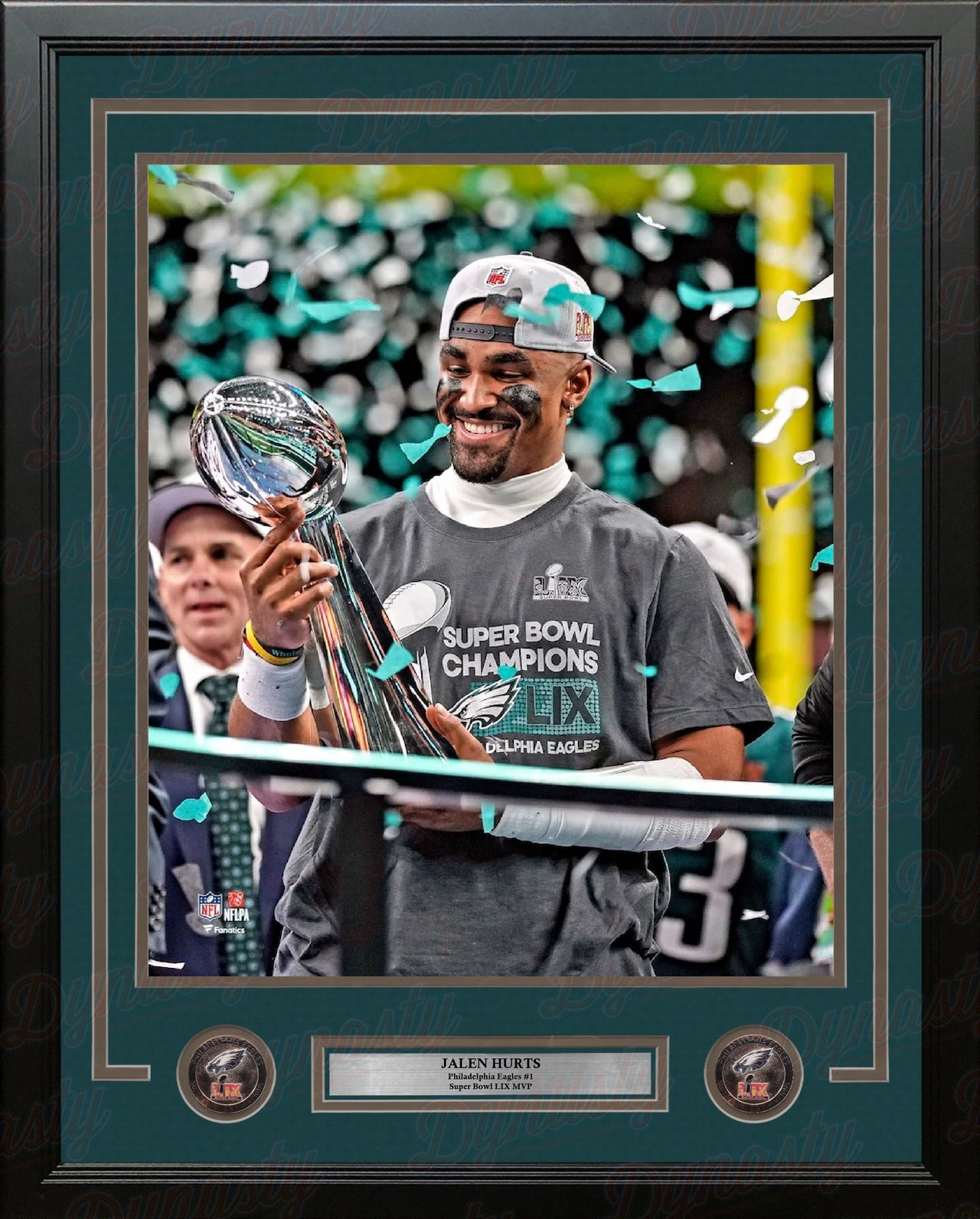 Jalen Hurts Super Bowl LIX Lombardi Trophy Philadelphia Eagles 11" x 14" Framed Football Photo