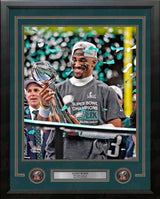 Jalen Hurts Super Bowl LIX Lombardi Trophy Philadelphia Eagles 11" x 14" Framed Football Photo - Dynasty Sports & Framing 