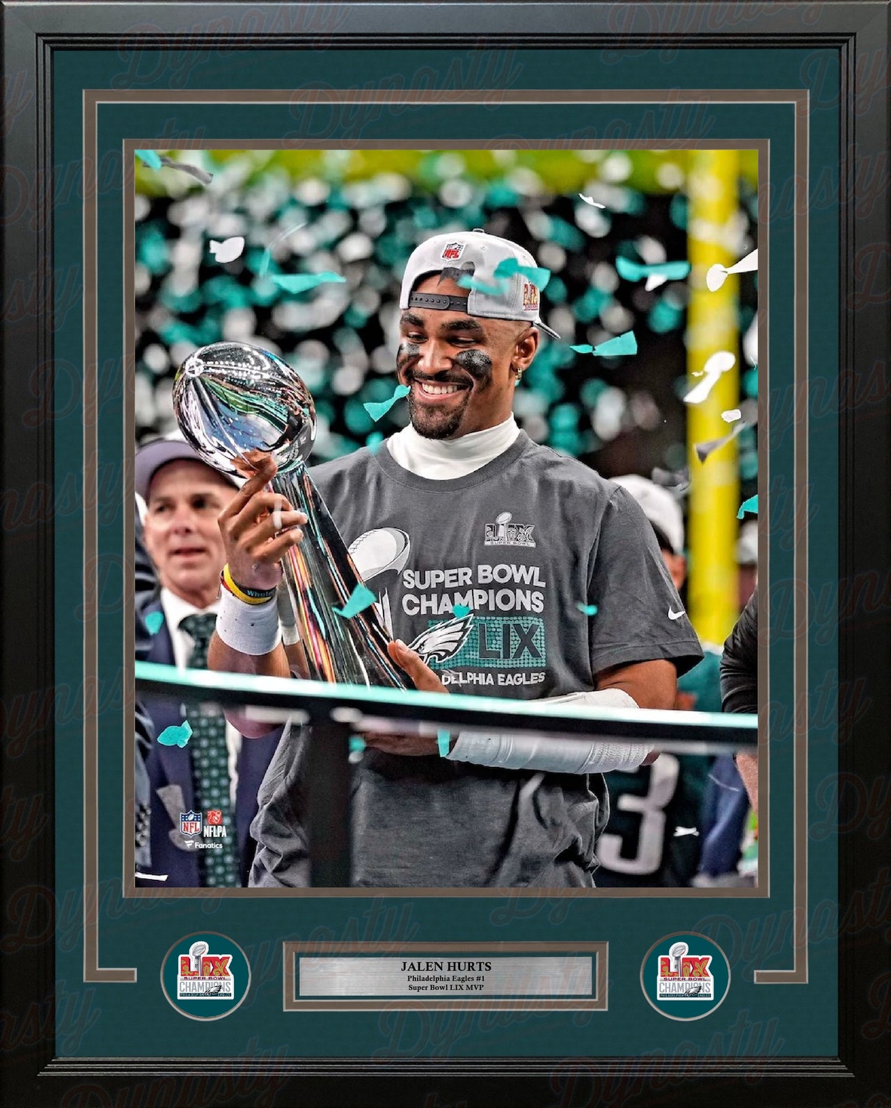 Jalen Hurts Super Bowl LIX Lombardi Trophy Philadelphia Eagles 11" x 14" Framed Football Photo