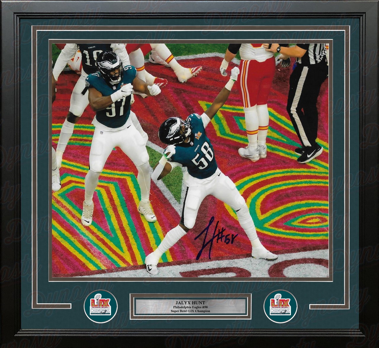 Jalyx Hunt Super Bowl LIX Philadelphia Eagles Autographed 11" x 14" Framed Football Photo