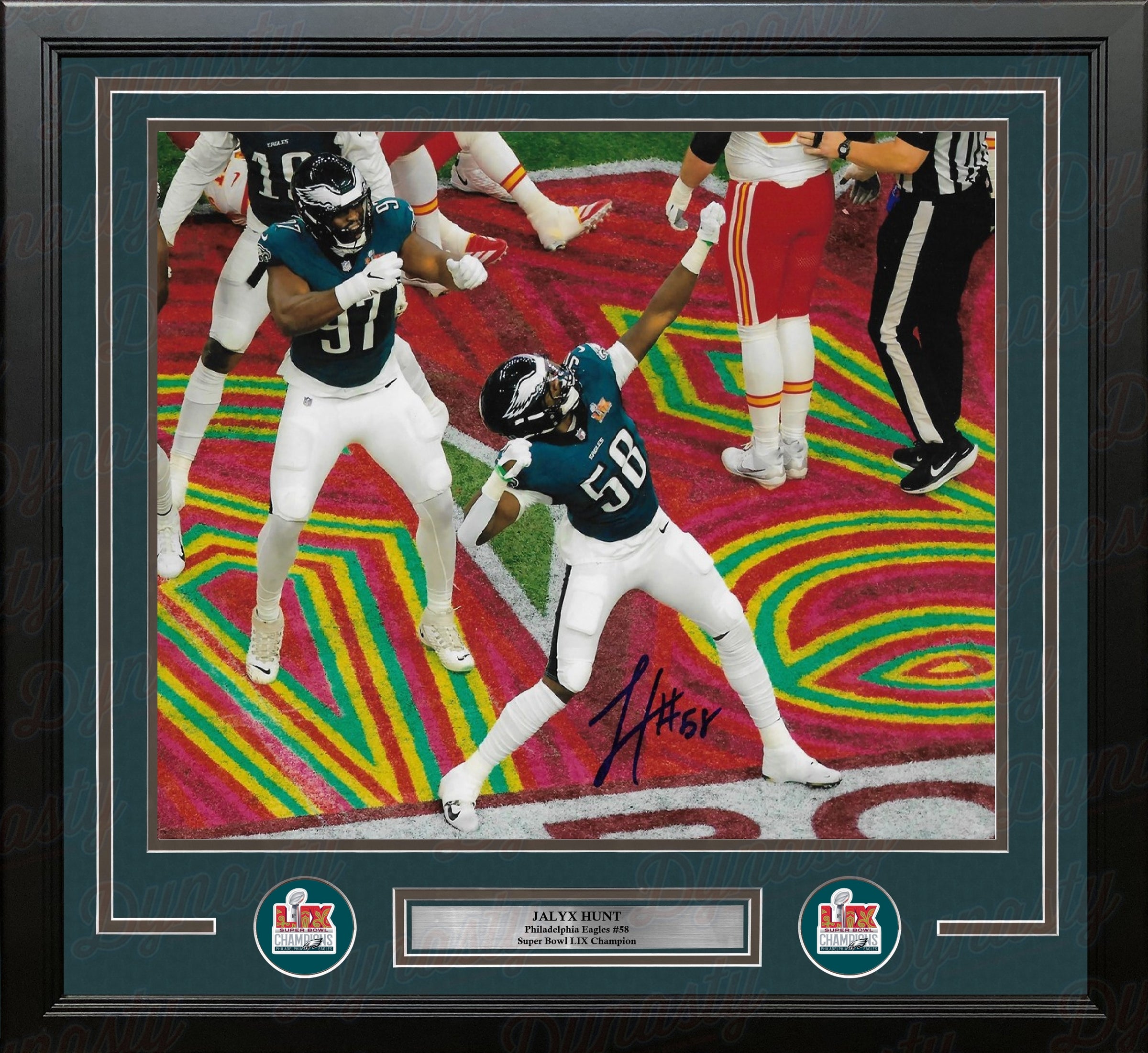 Jalyx Hunt Super Bowl LIX Philadelphia Eagles Autographed 11" x 14" Framed Football Photo