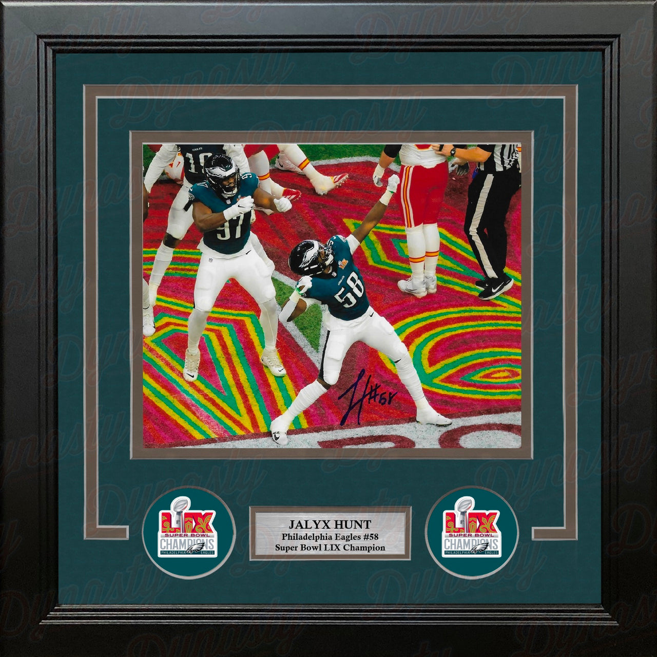 Jalyx Hunt Super Bowl LIX Philadelphia Eagles Autographed 8" x 10" Framed Football Photo