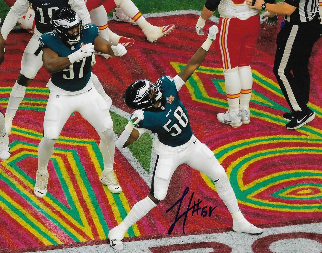 Jalyx Hunt Super Bowl LIX Philadelphia Eagles Autographed 11" x 14" Football Photo