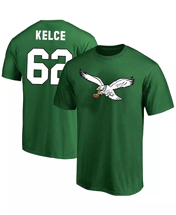 Jason Kelce Philadelphia Eagles Player Icon Name & Number T-Shirt - Kelly Green