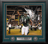 Jeremiah Trotter, Sr. Flag Philadelphia Eagles Autographed 11" x 14" Framed Football Photo - Dynasty Sports & Framing 