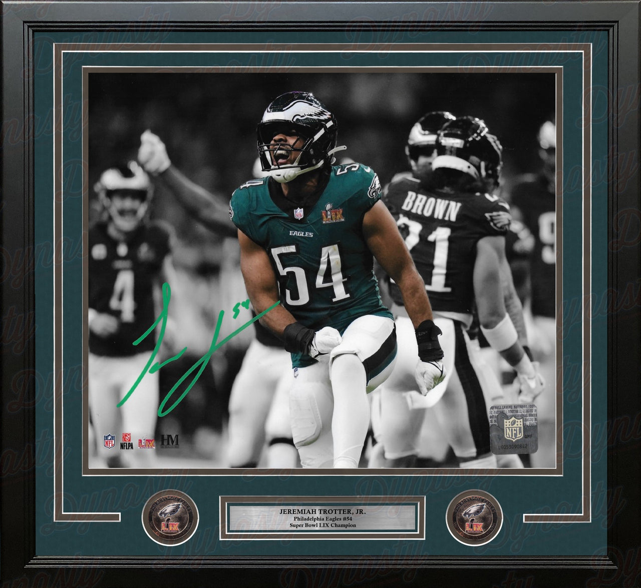 Jeremiah Trotter, Jr. Super Bowl LIX Philadelphia Eagles Autographed 11" x 14" Framed Football Photo